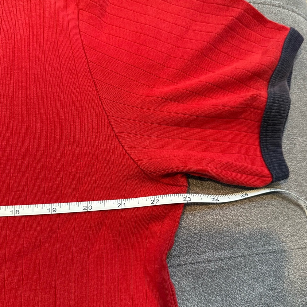 Vintage Y2K Polo Jeans Co Ralph Lauren Red Ribbed Knit Ringer Mens T-Shirt 2000s - Picture 8 of 10